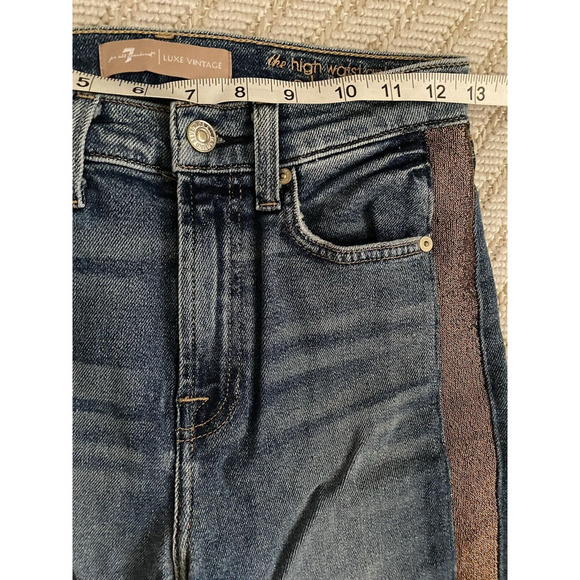 7 For All Mankind Jeans Womens Sz 25 High Waist Skinny Ankle Sparkle Side Pants - Picture 10 of 14